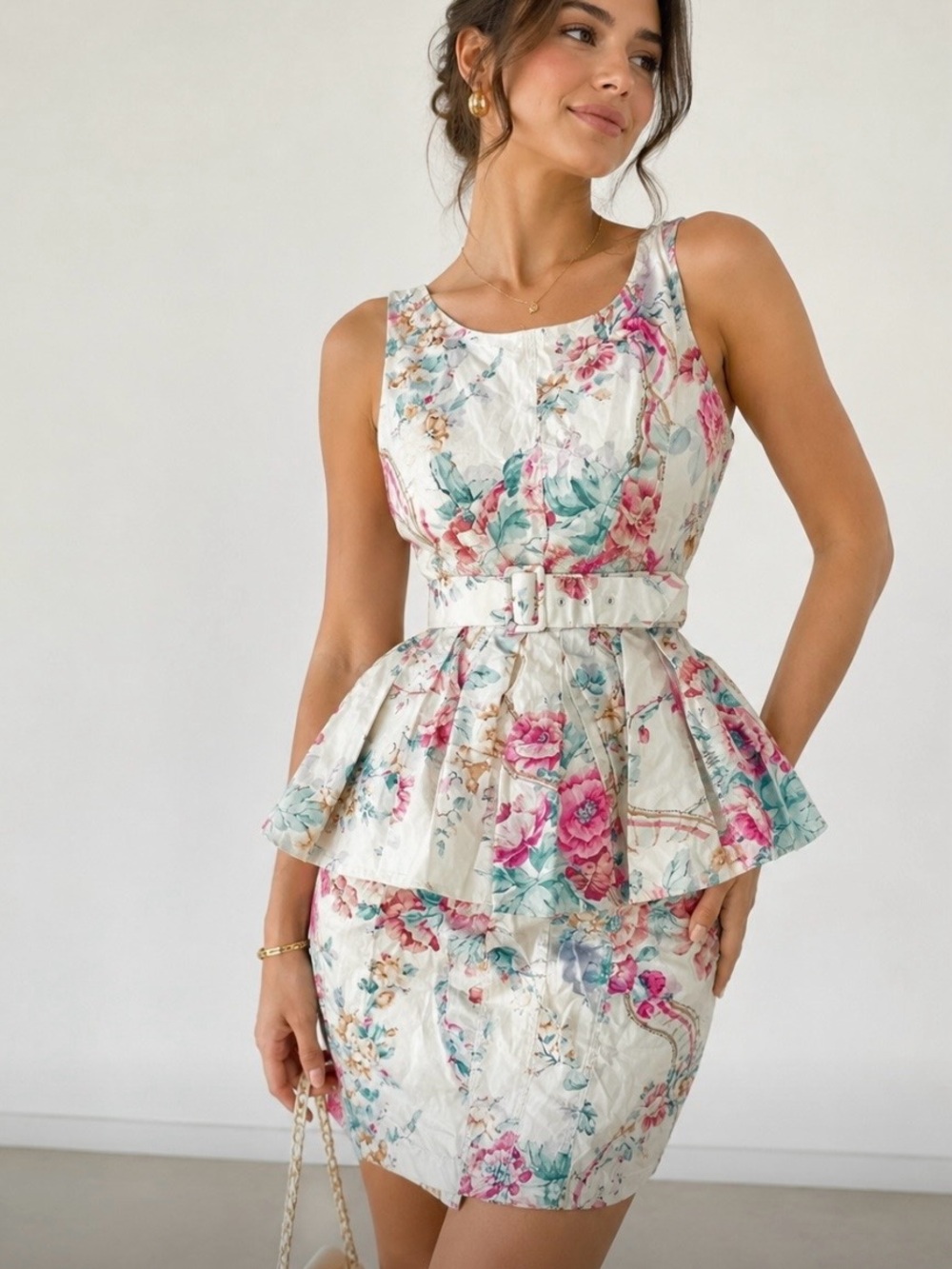 Vintage, Karen Alexander, Floral Dress, Peplum Dress, Cottagecore, Romantic